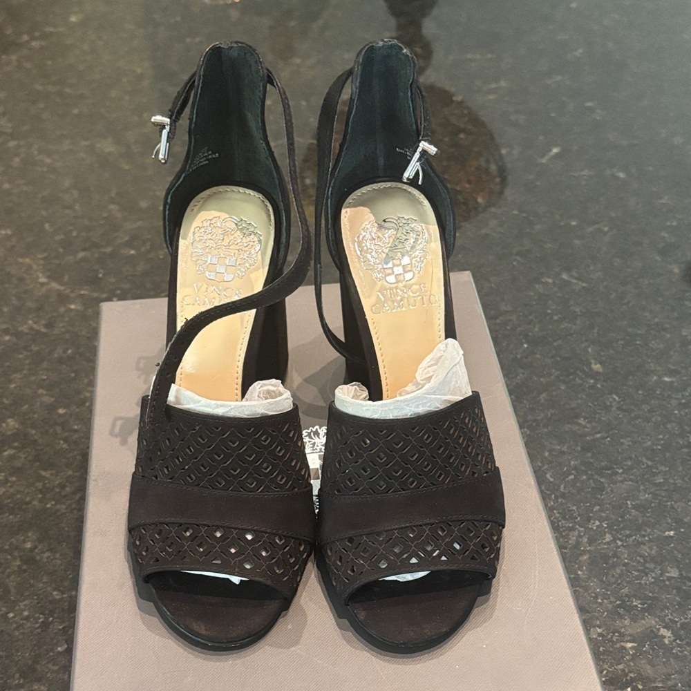 Vince Camuto Black Peep-Toe Heels